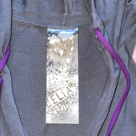 Delia’s Vintage Y2K Junior’s Zip Up Hoodie Vest Grey/Purple Size Medium - Picture 3 of 9